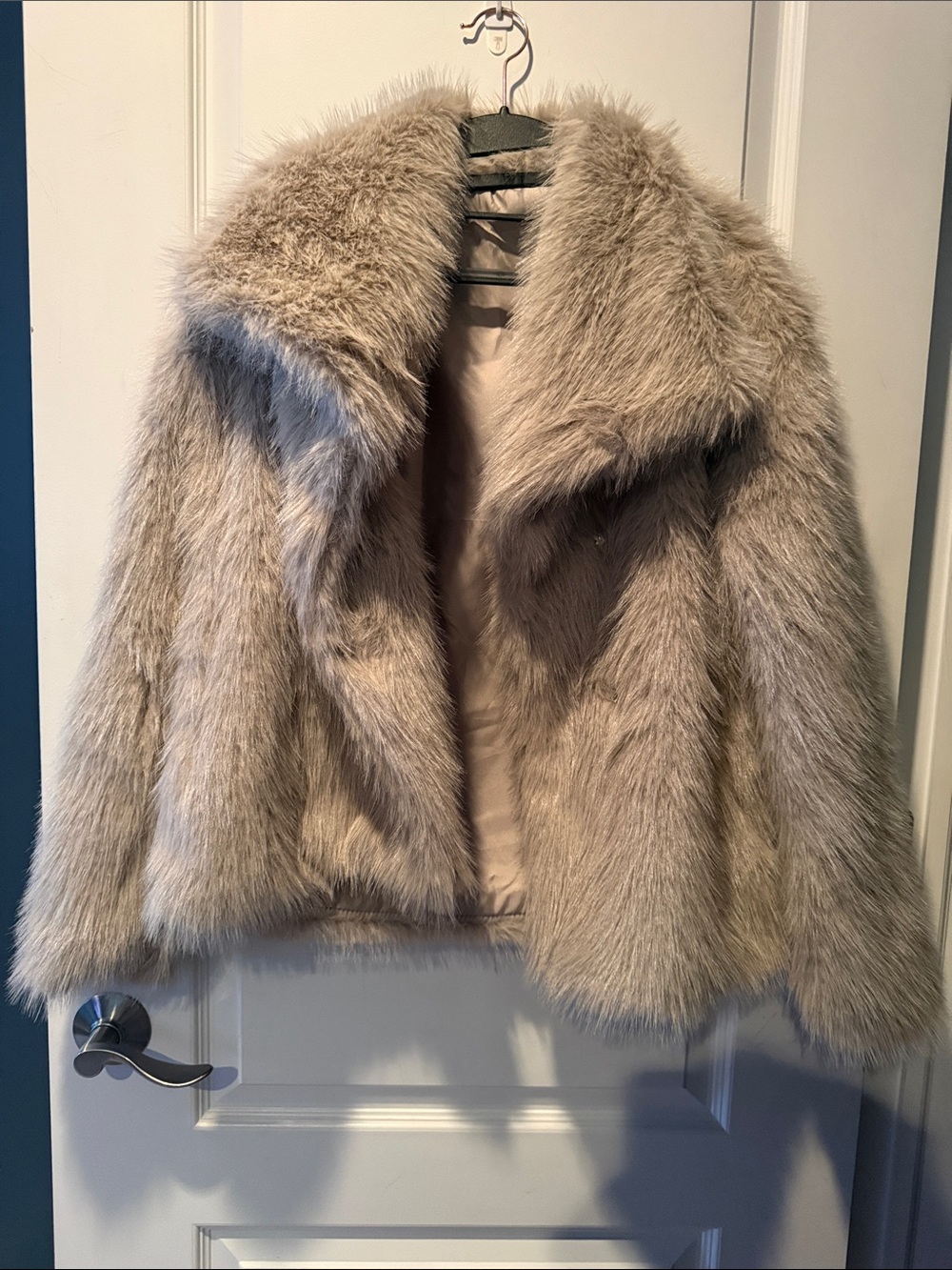 Faux Fur Jacket in Taupe
